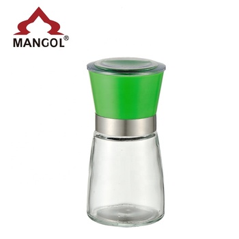 Stainless steel glass manual pepper and salt grinder