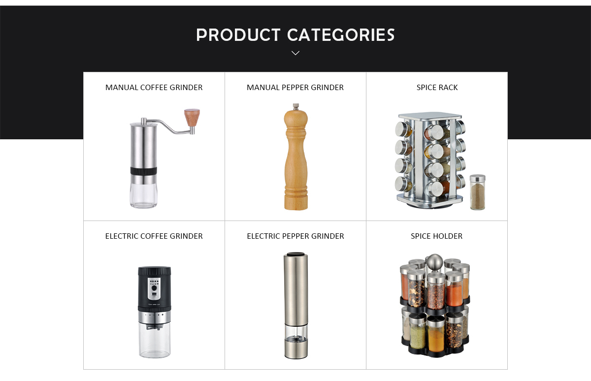 Electric salt and pepper grinder set with countertop presentation tray and organizer