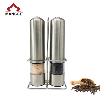 Commercial stainless steel electric salt and pepper grinder set