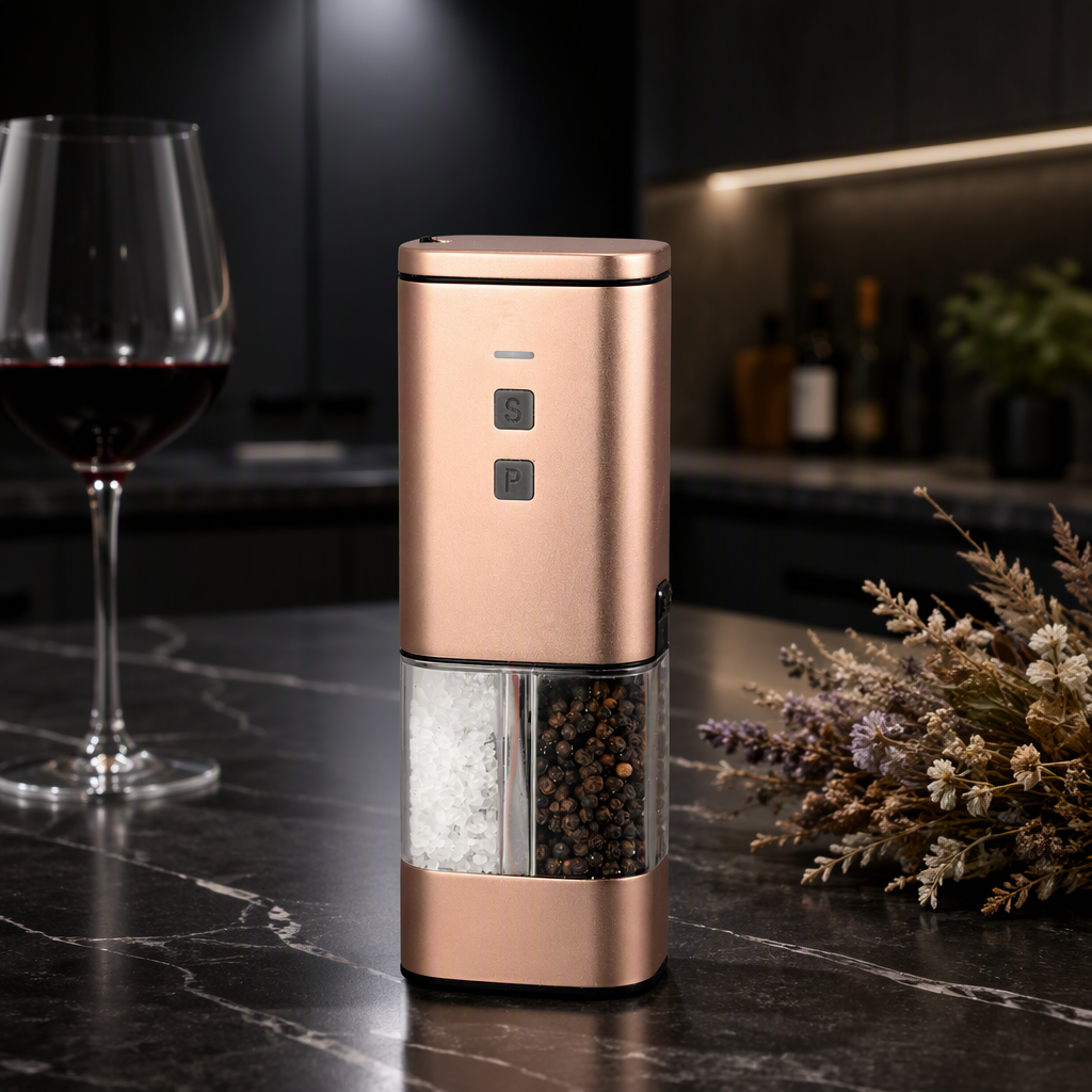 Lid Salt and Pepper Grinder Set with Grinder Stainless Steel Salt and Pepper Mill Grinder Ceramic Burr Dry Spice Grinder