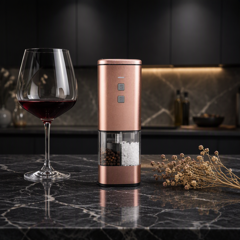 USB Rechargeable Pepper Grinder Pepper Salt Grinder Set Pepper Mill Grinder Metal Black Pepper Grinder